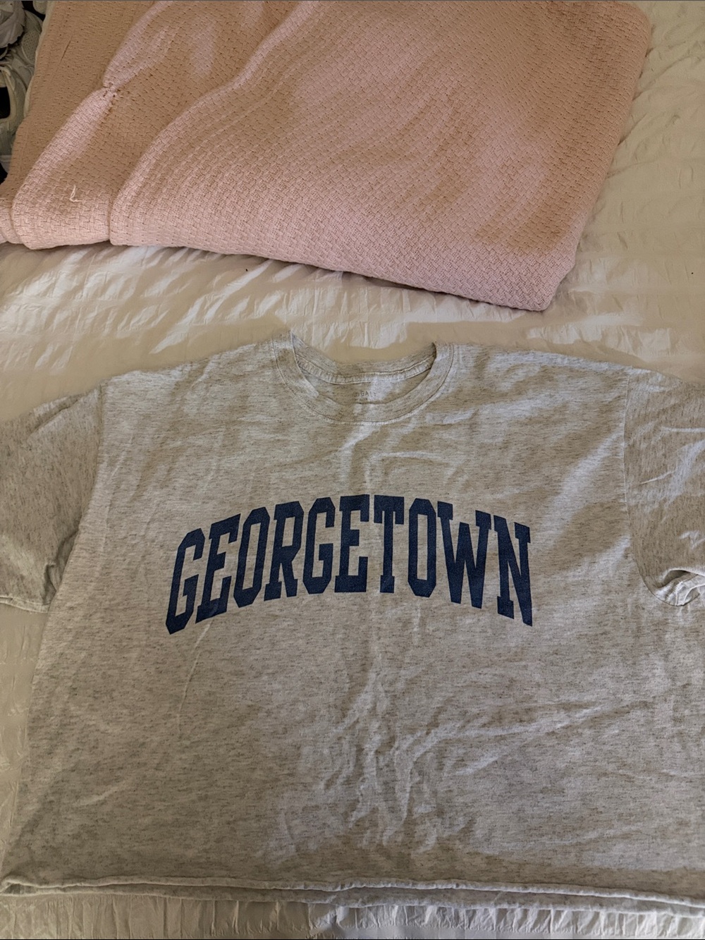Brandy Melville Georgetown Gray Tee with Navy Lettering